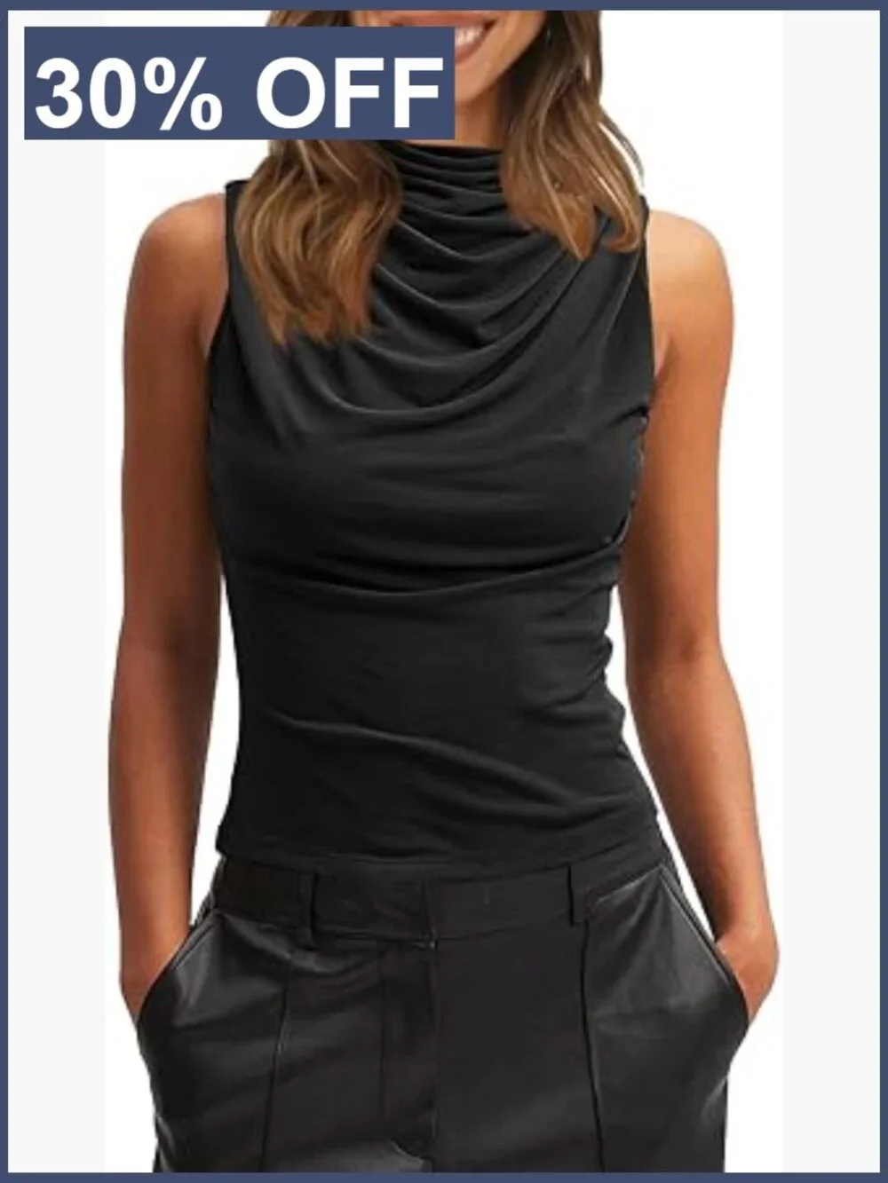 Womens Sleeveless Mock Neck Tank Top Slim Fit Stretchy Casual